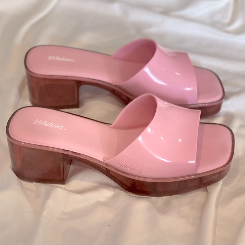 MELISSA barbiecore jelly heeled slide sz 38